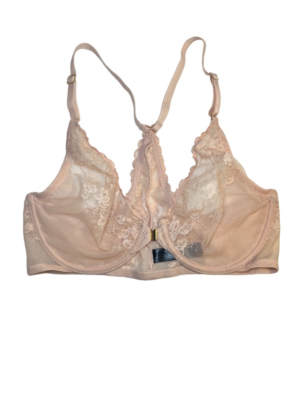 Natori Blush Pink Lace Underwire Bra Front Closure, size 34C